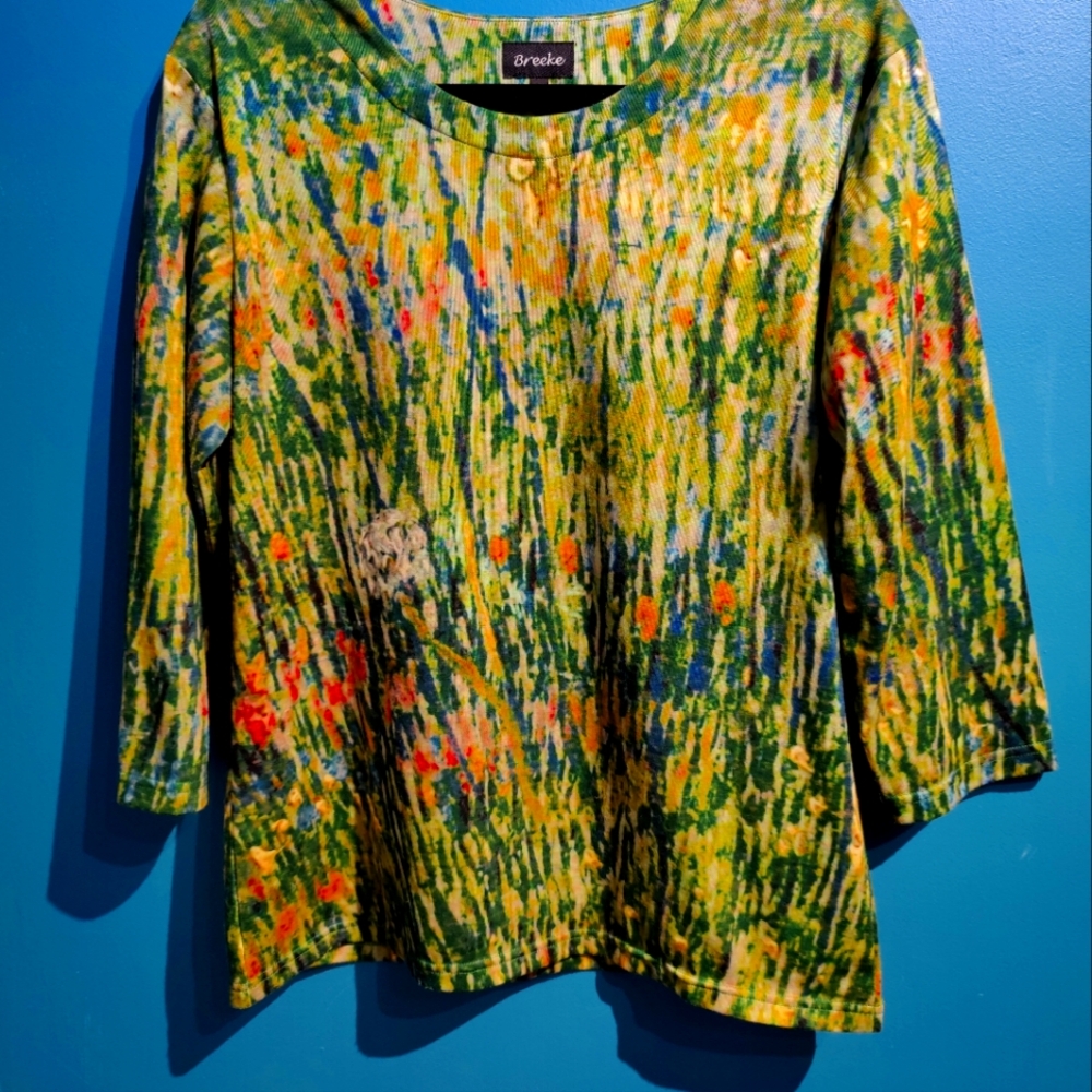 XL Breeke floral shirt, 3/4 length sleeves.